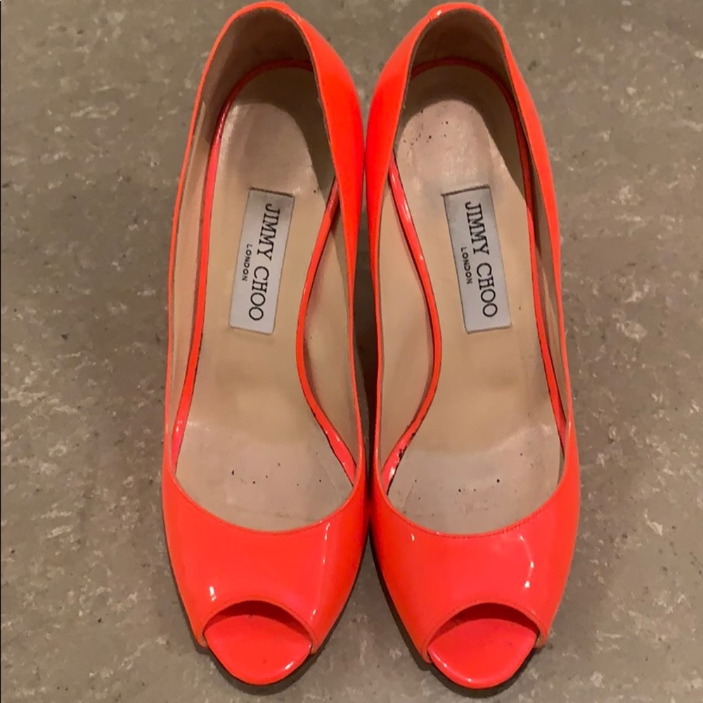 Jimmy Choi Neon Orange Pumps